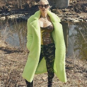 Long, neon teddy bear jacket